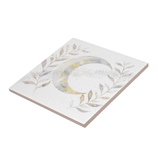 つる植物と月 タイル (側面)