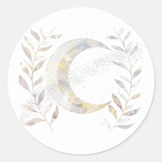 つる植物と月 ラウンドシール (正面)