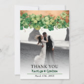 つる植物と木材の素朴なSt patricks day結婚の写真 サンキューカード (正面)