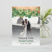 つる植物と木材の素朴なSt patricks day結婚の写真 サンキューカード (スタンド正面)
