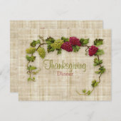 つる植物と葡萄感謝祭ディナー招待 招待状 (正面/裏面)
