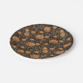 つる植物の上のジャックオランタン ペーパープレート (アングル)