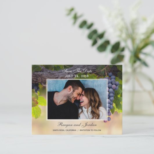 つる植物の写真のブドウは日付カードを救います セーブザデート (スタンド正面)