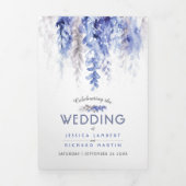 つる植物の冬の青い灰色の結婚水色 三つ折りプログラム (カバー)