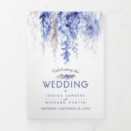 つる植物の冬の青い灰色の結婚水色 三つ折りプログラム