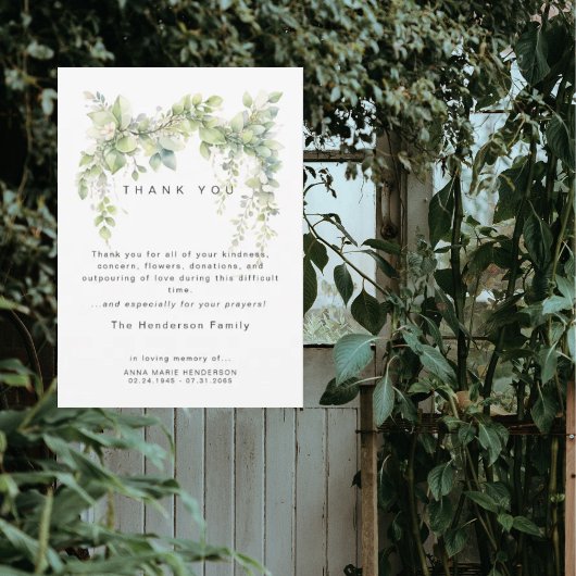 つる植物の死別のお葬式 サンキューカード