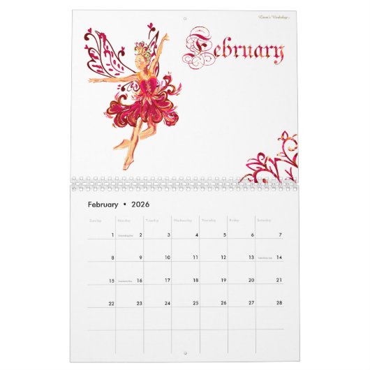つる植物の研修会の踊りの妖精のカレンダー カレンダー (2月 2026)