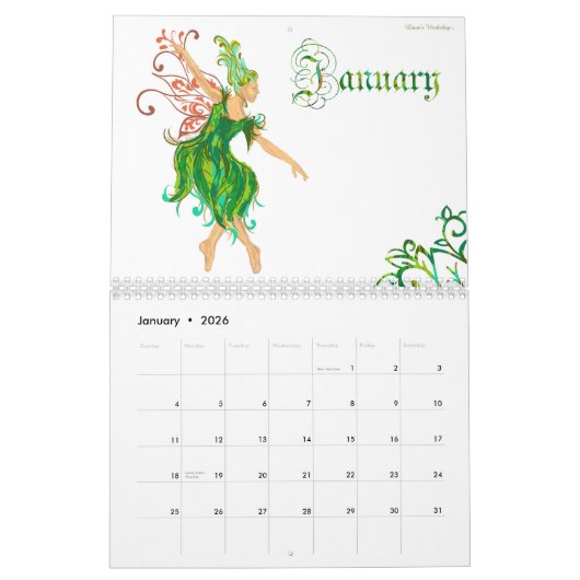 つる植物の研修会の踊りの妖精のカレンダー カレンダー (1月 2026)