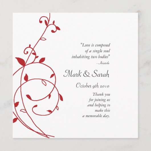 つる植物の神の赤い結婚式プログラム プログラム (正面)