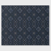 つる植物の花ボタニカルブルーブラッククリスマス ラッピングペーパー (フラット)