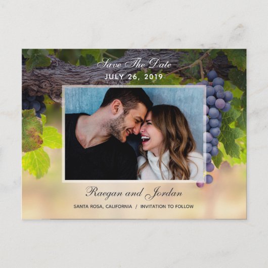 つる植物の葡萄Photo Save the Date Card 案内ポストカード (正面)