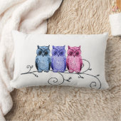 つる植物の青い紫色のピンクの枕のフクロウの友人 ランバークッション (ブランケット)