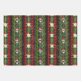 つる植物オデスクリスマススカルスケルトンサンタハット ラッピングペーパーシート