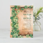 つる植物オンウッドセントパトリックの日QR素朴結婚性 招待状 (スタンド正面)