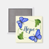 つる植物カスタム磁石付きブルーバタフライ マグネット (正面/裏面)