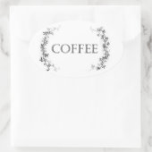 つる植物クラシックデザインコーヒー瓶ラベルステッカー 楕円形シール (バッグ)