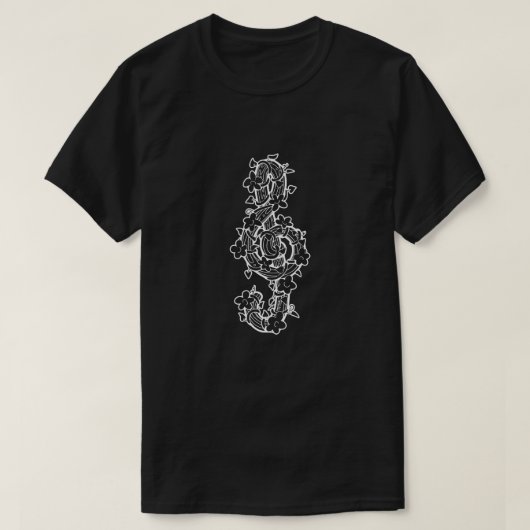 つる植物クレフ、 音符記号Tシャツ Tシャツ (デザイン正面)