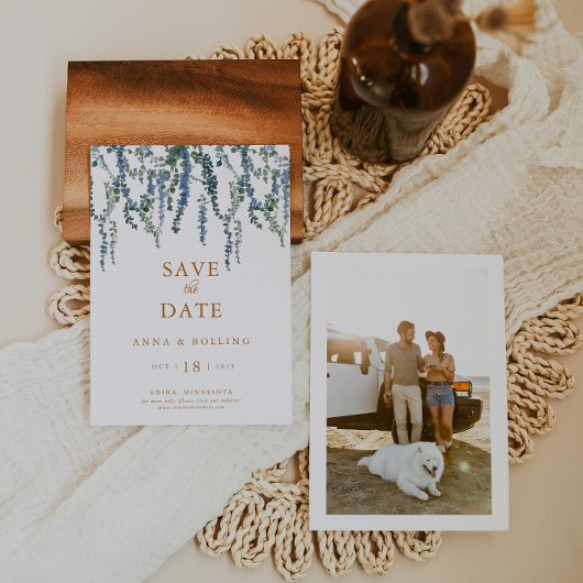 つる植物グリーンリーブルー結婚フローラ セーブザデート