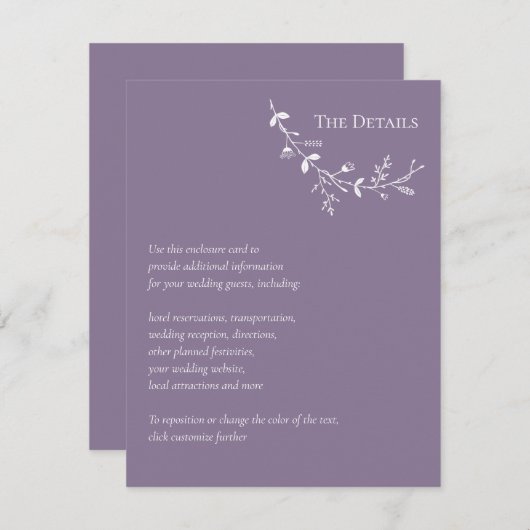 つる植物ス結婚クロールの埃っぽい紫詳細 エンクロージャーカード (正面/裏面)