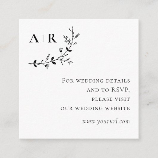 つる植物ス結婚クロールのWebサイト、RSVP、詳細 エンクロージャーカード (正面)