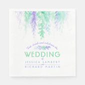 つる植物フローラアートグリーン結婚パープル スタンダードランチョンナプキン (正面)