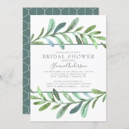 つる植物モダンボタニカルブライダルシャワー招待 招待状