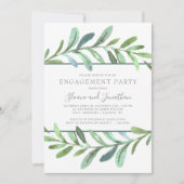 つる植物モダン植物学婚約パーティ招待状 招待状 (正面)
