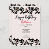 つる植物ローズブド写真ハッピーバースデーグリーティングカード 招待状 (正面/裏面)
