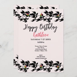 つる植物ローズブド写真ハッピーバースデーグリーティングカード 招待状