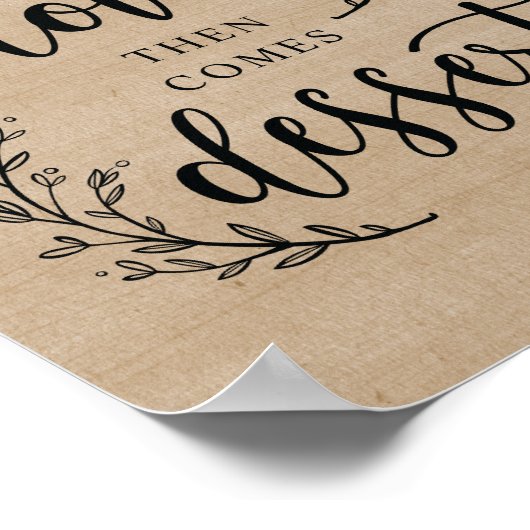 つる植物素朴ウェディングパーティーデザートバーサインのポスター ポスター (角)