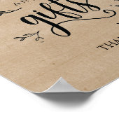 つる植物素朴ウエディングカードとギフトサインのポスター ポスター (角)