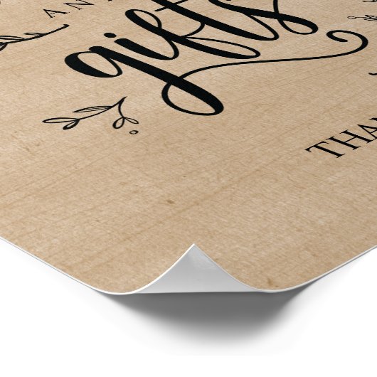 つる植物素朴ウエディングカードとギフトサインのポスター ポスター (角)