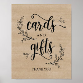 つる植物素朴ウエディングカードとギフトサインのポスター ポスター