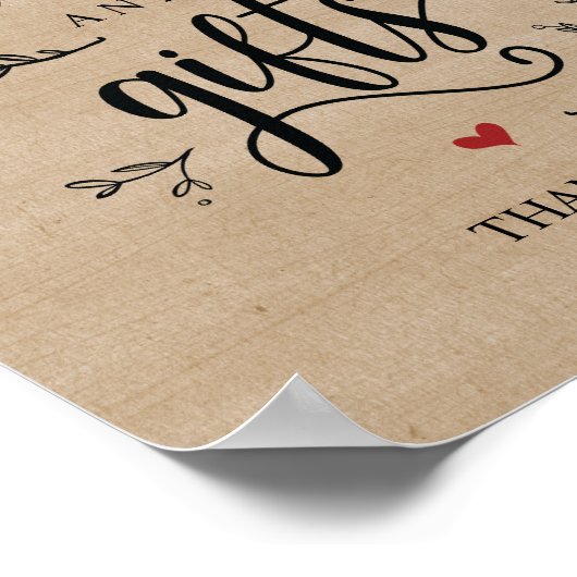 つる植物素朴ウエディングカードとギフトサインのポスター ポスター (角)