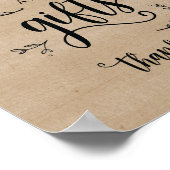 つる植物素朴ウエディングカードとギフトサインのポスター ポスター (角)