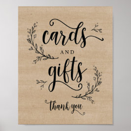 つる植物素朴ウエディングカードとギフトサインのポスター ポスター
