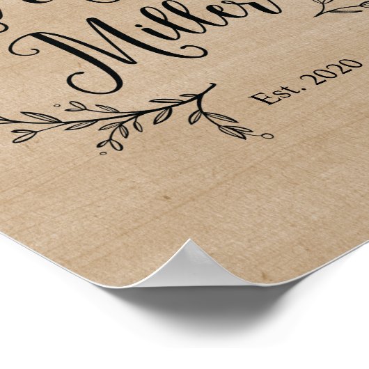 つる植物素朴ミスター・アンド・ミセス・ミラーのサイン ポスター (角)