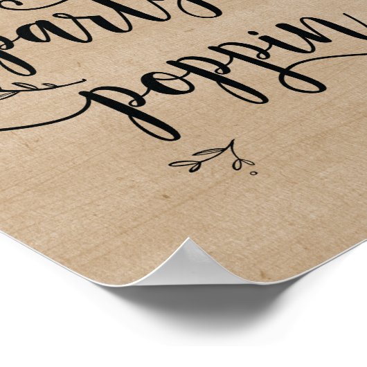 つる植物素朴結婚式のポッピンの看板ポスター ポスター (角)