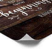 つる植物素朴、カントリーウッドウェディングパーティーデザート ポスター (角)