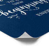 つる植物素朴、ネイビーブルー、ウェディングパーティデザート ポスター (角)