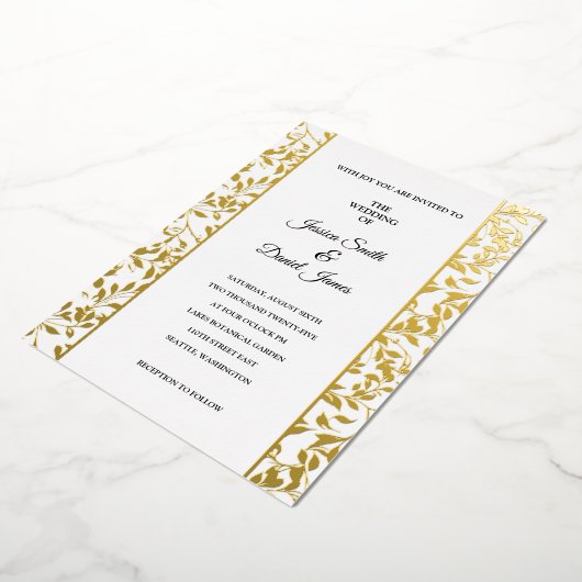 つる植物結婚の 箔招待状 (回転した状態)