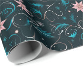 つる植物花植物性グリーンピンククリスマス ラッピングペーパー (ロールコーナー)