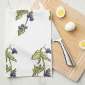 つる植物茎のブルーベリー葉 キッチンタオル (四つ折り)