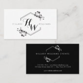 つる植物華美と葉モノグラムエンブレムビジネスカード 名刺 (正面/裏面)