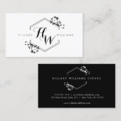 つる植物華美と葉モノグラムエンブレムビジネスカード 名刺 (正面/裏面)