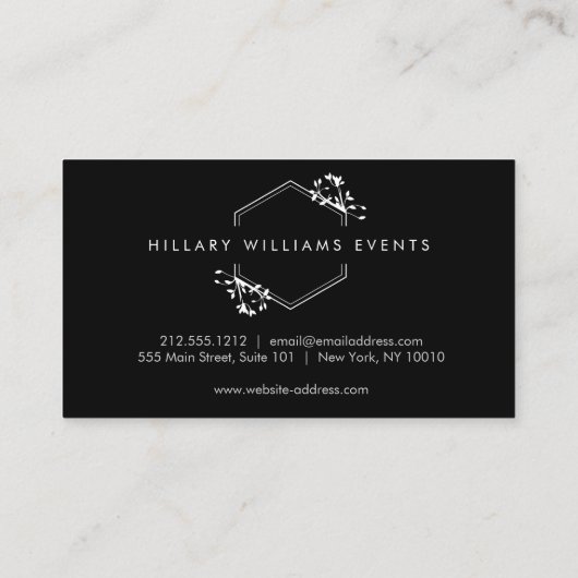 つる植物華美と葉モノグラムエンブレムビジネスカード 名刺 (裏面)