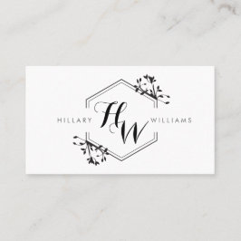 つる植物華美と葉モノグラムエンブレムビジネスカード 名刺