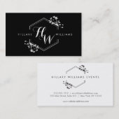 つる植物華美と葉モノグラムエンブレムビジネスカード 名刺 (正面/裏面)