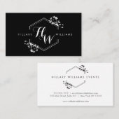 つる植物華美と葉モノグラムエンブレムビジネスカード 名刺 (正面/裏面)