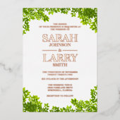 つる植物葉及びエレガント金ゴールド伝統的ズ 箔招待状 (正面)